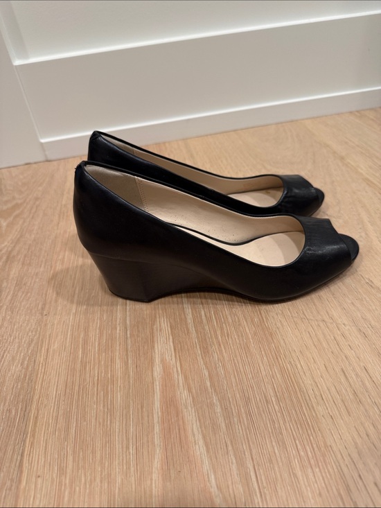 Cole Haan Shoes - Cole Hahn Black Peep-Toe Wedge Pumps